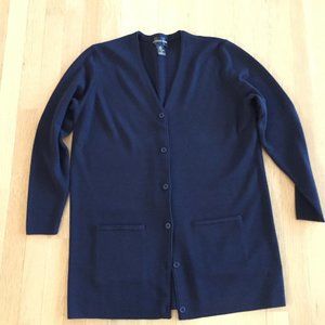 Black marino wool v/ neck cardigan